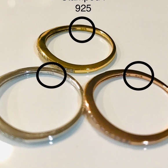 Three Tri-Color Sterling Silver Stackable Rings - Picture 4 of 5